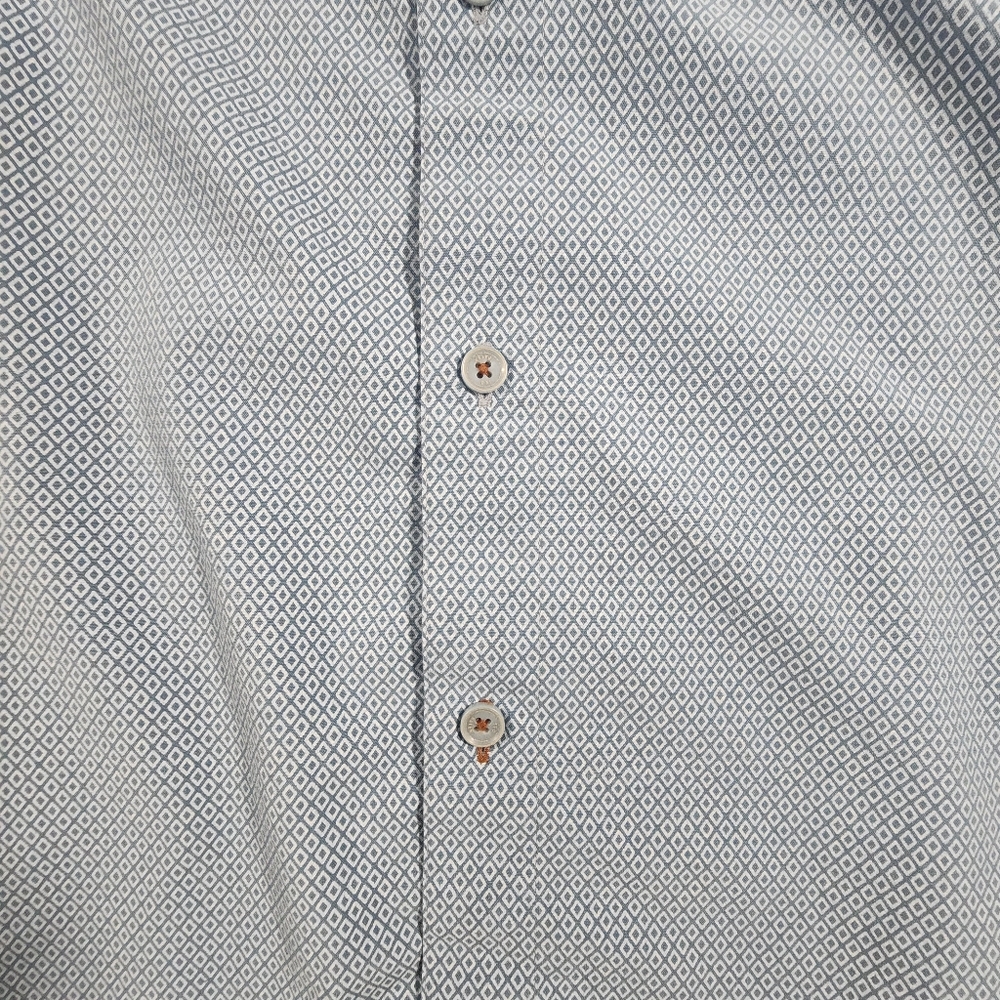 Ted Baker Men's Dense Geo Pattern Blue Casual Shirt, Size L - 4 Long Sleeves - Picture 5 of 15